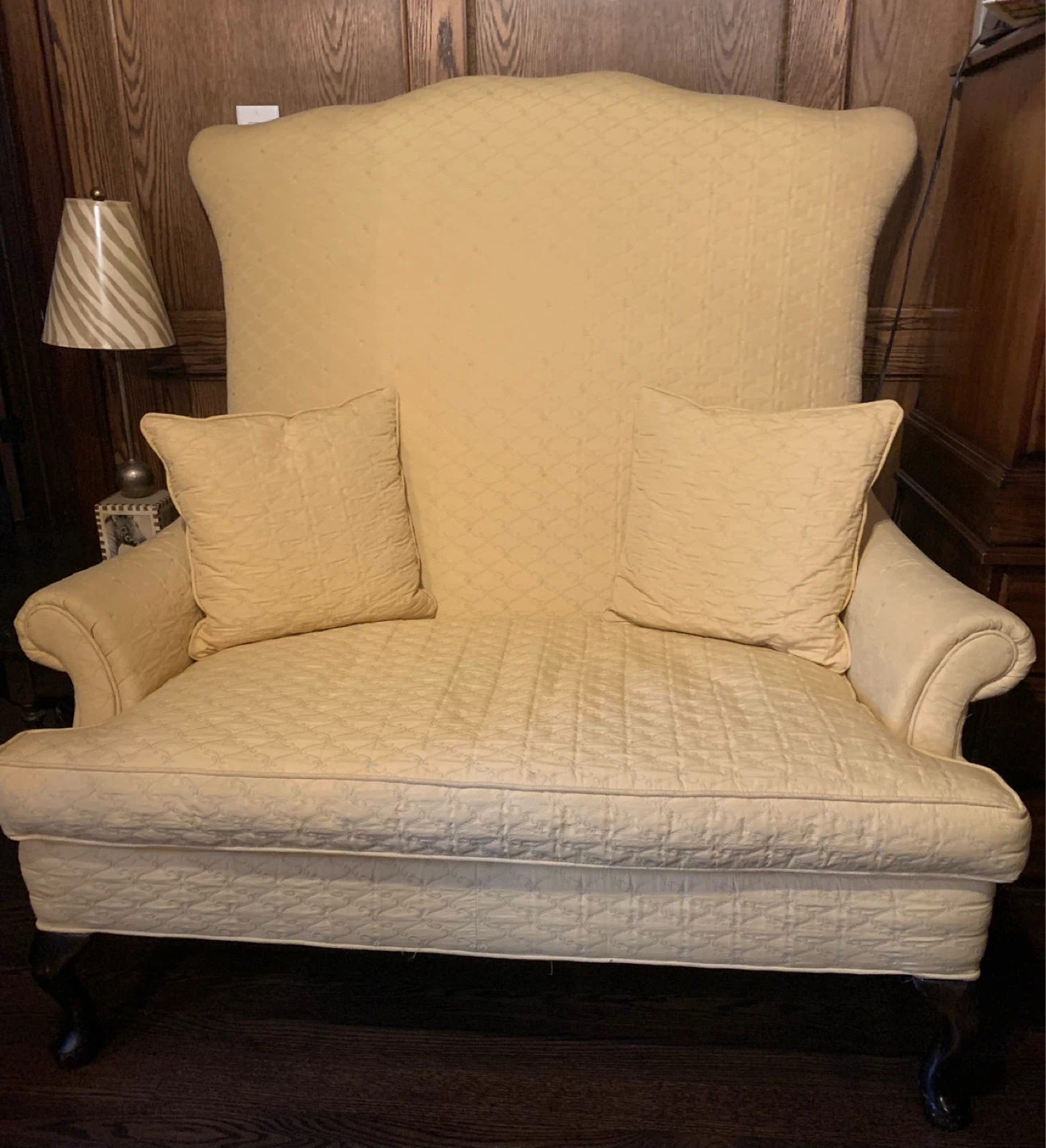 Yellow Love Seat with Pillows