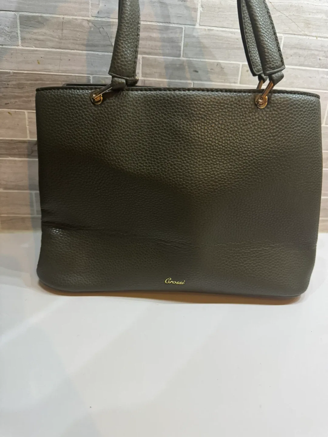 Green Faux Leather Tote Bag with Bow Accent - photo 2