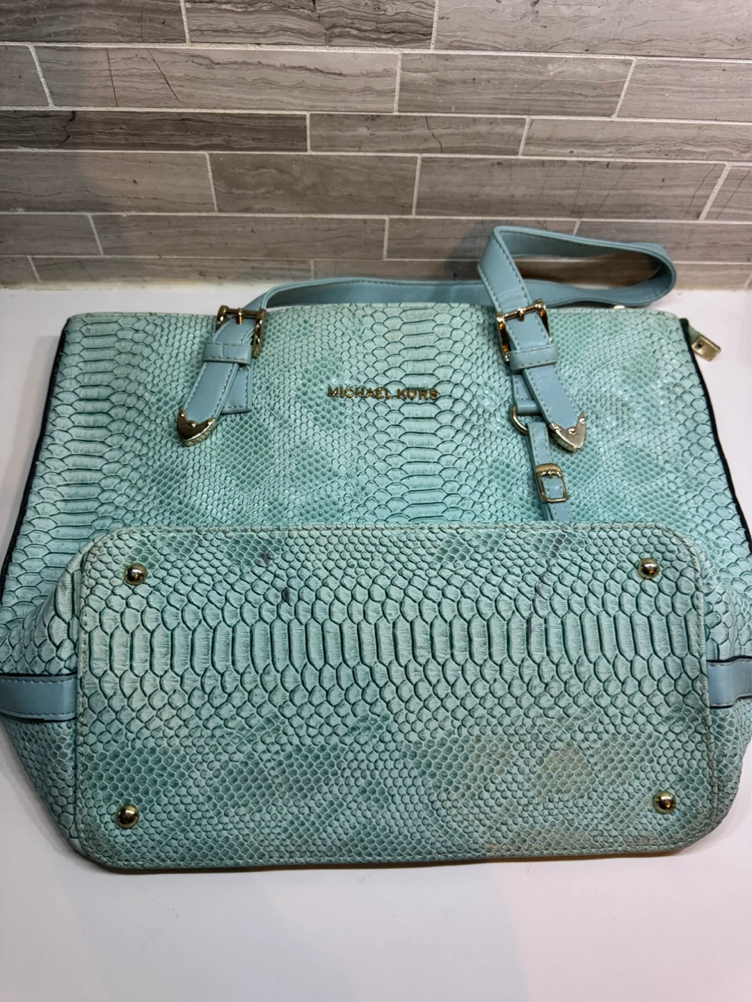 Michael Kors Tote Bag - Light Blue Snakeskin - photo 3