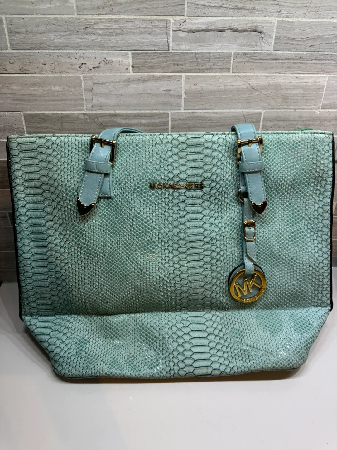 Michael Kors Tote Bag - Light Blue Snakeskin