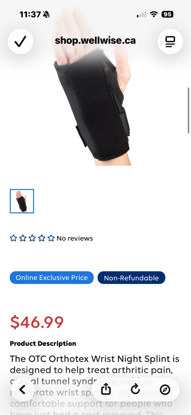 OTC Orthotex Left Wrist Night Splint - Size M - photo 3