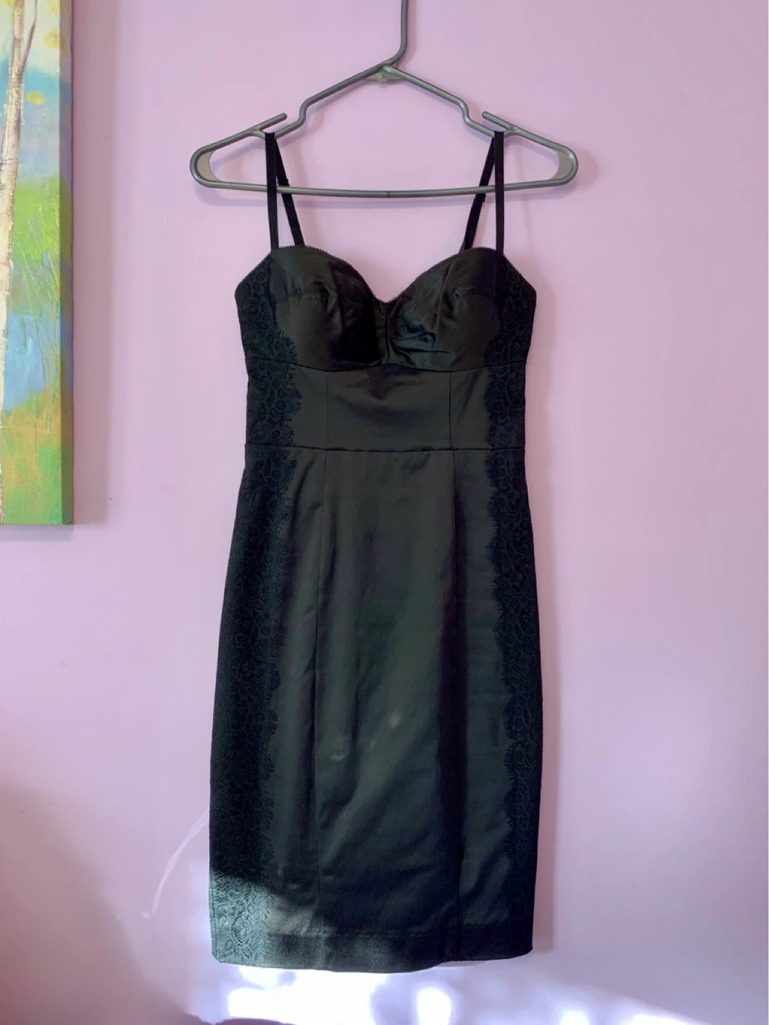 Black Lace Trim Cocktail Dress