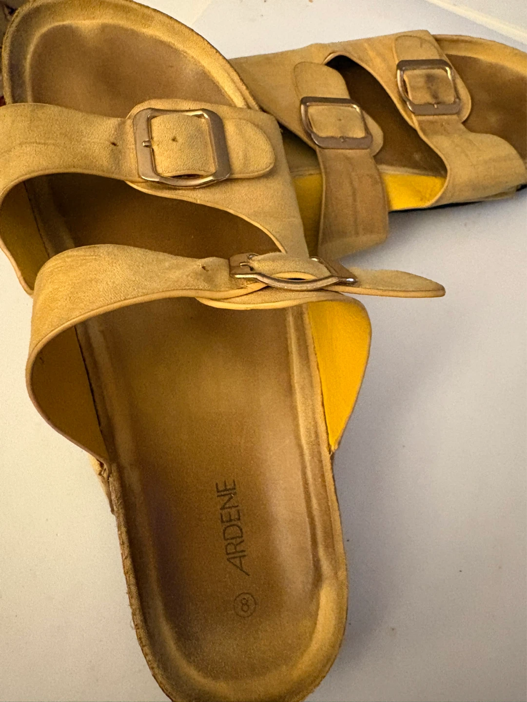 Ardene Yellow Double Strap Slide Sandals
