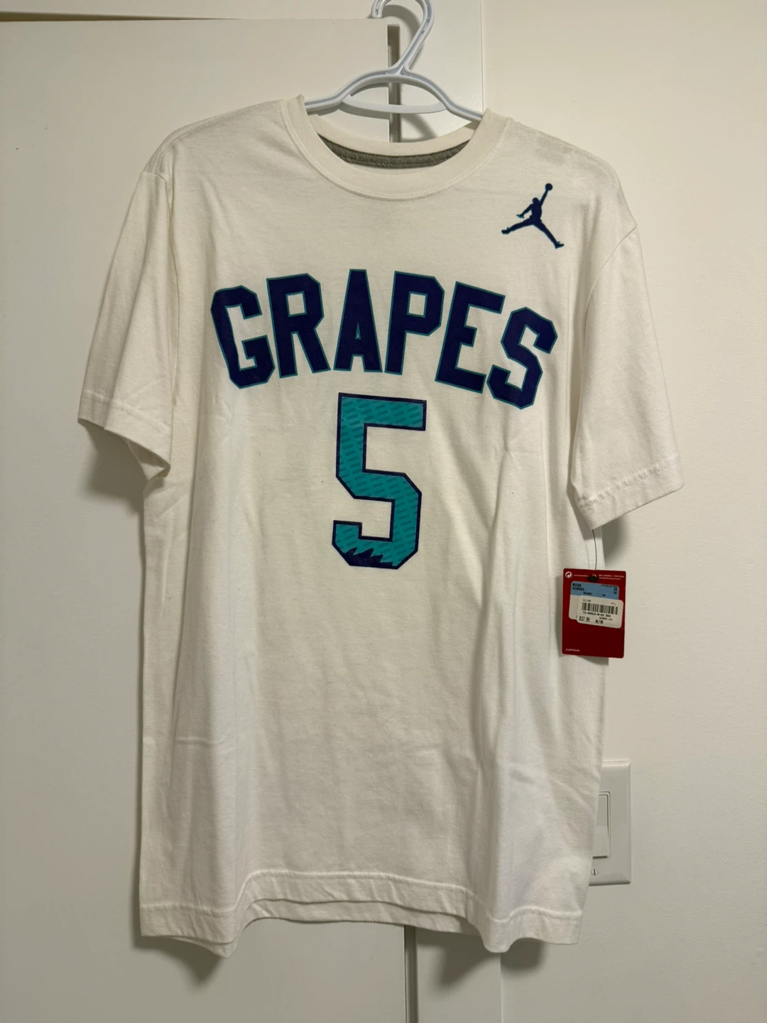 Jordan Grapes 5 T-Shirt Mens Medium White