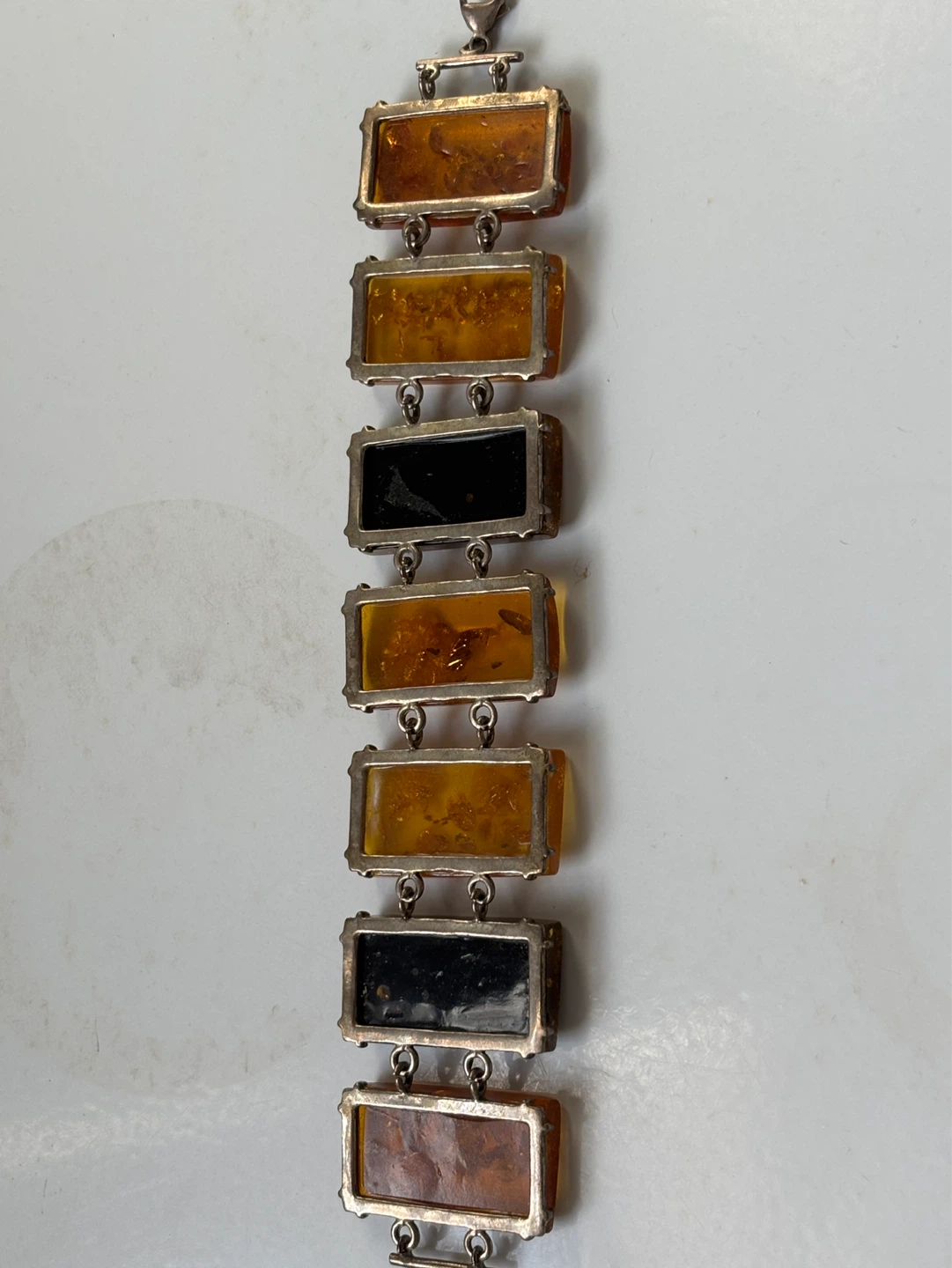 Vintage Amber and Black Stone Bracelet