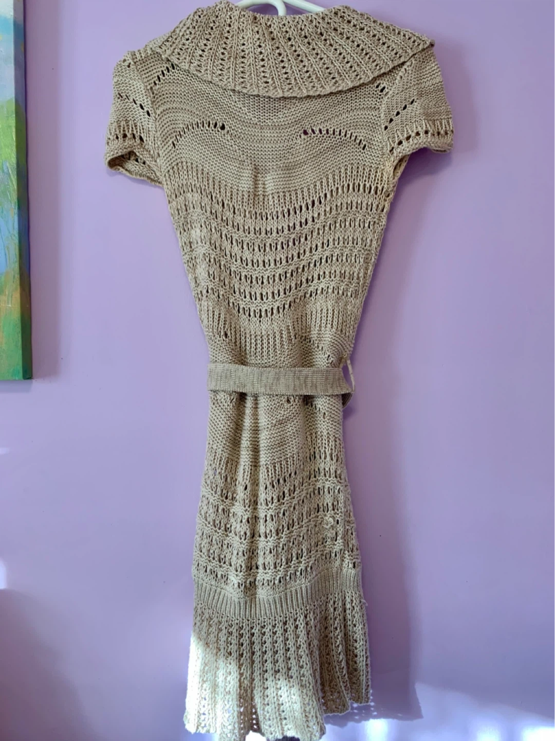 Women's Tan Knit Cardigan with Belt - photo 2