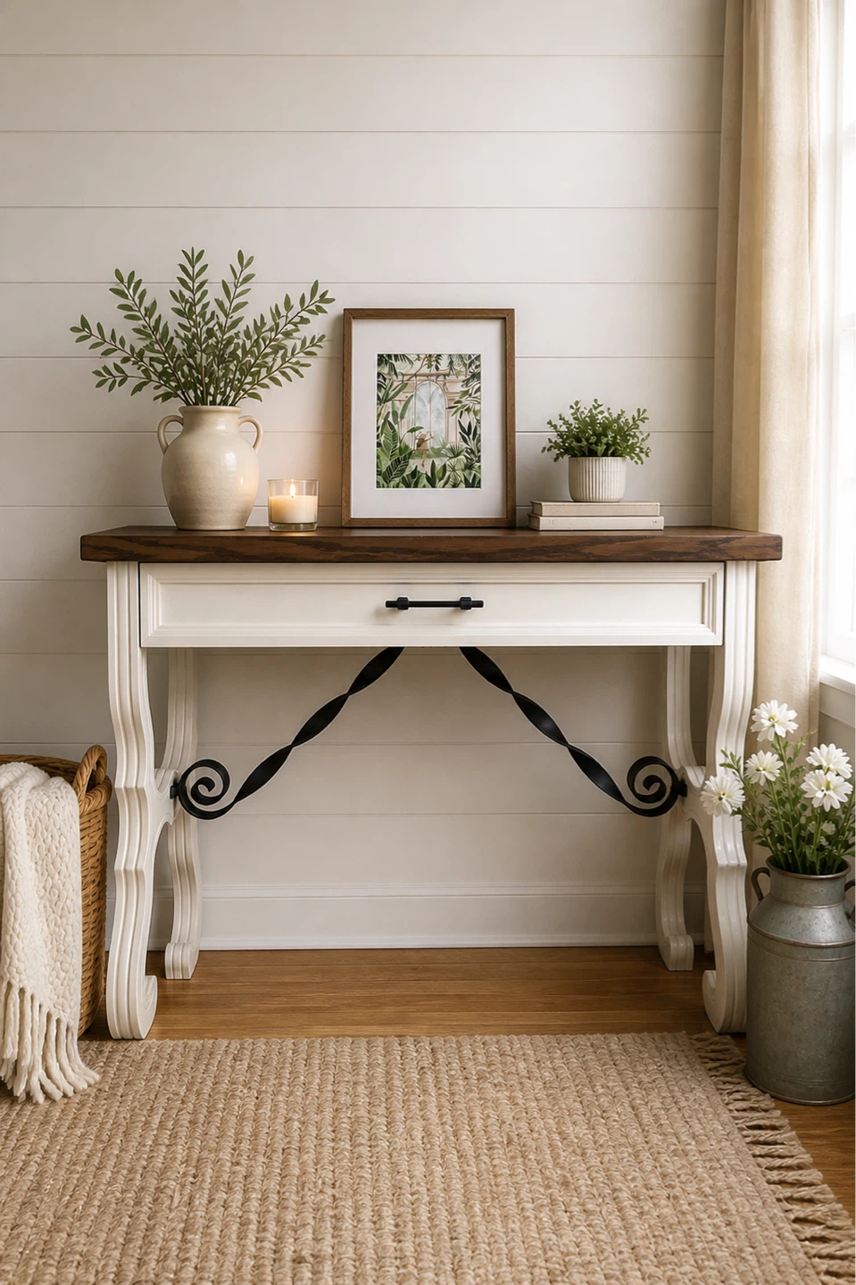 Fresh & Neutral Console Table - with Drawer!