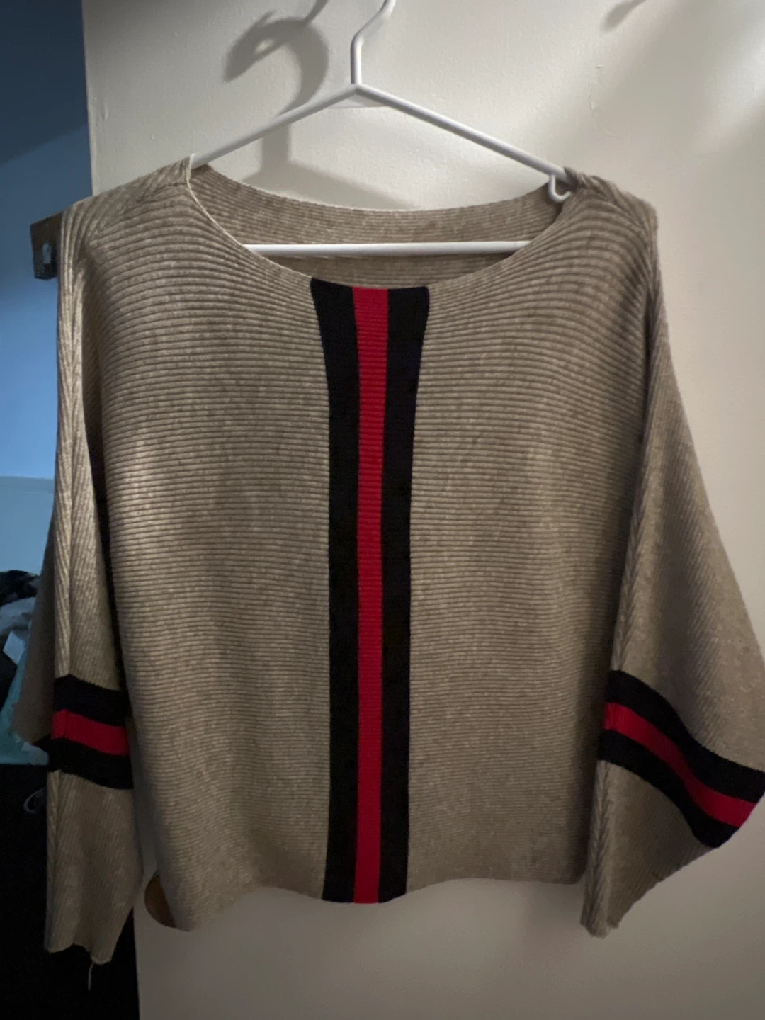 Lightweight Knit Sweater with Stripe Detail