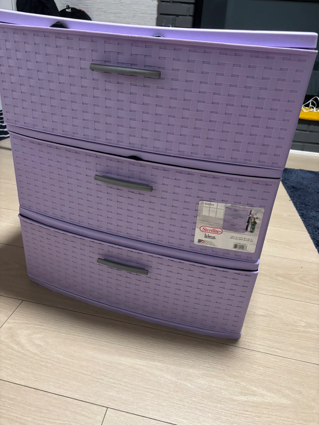 Sterilite Lavender 3-Drawer Rolling Cart