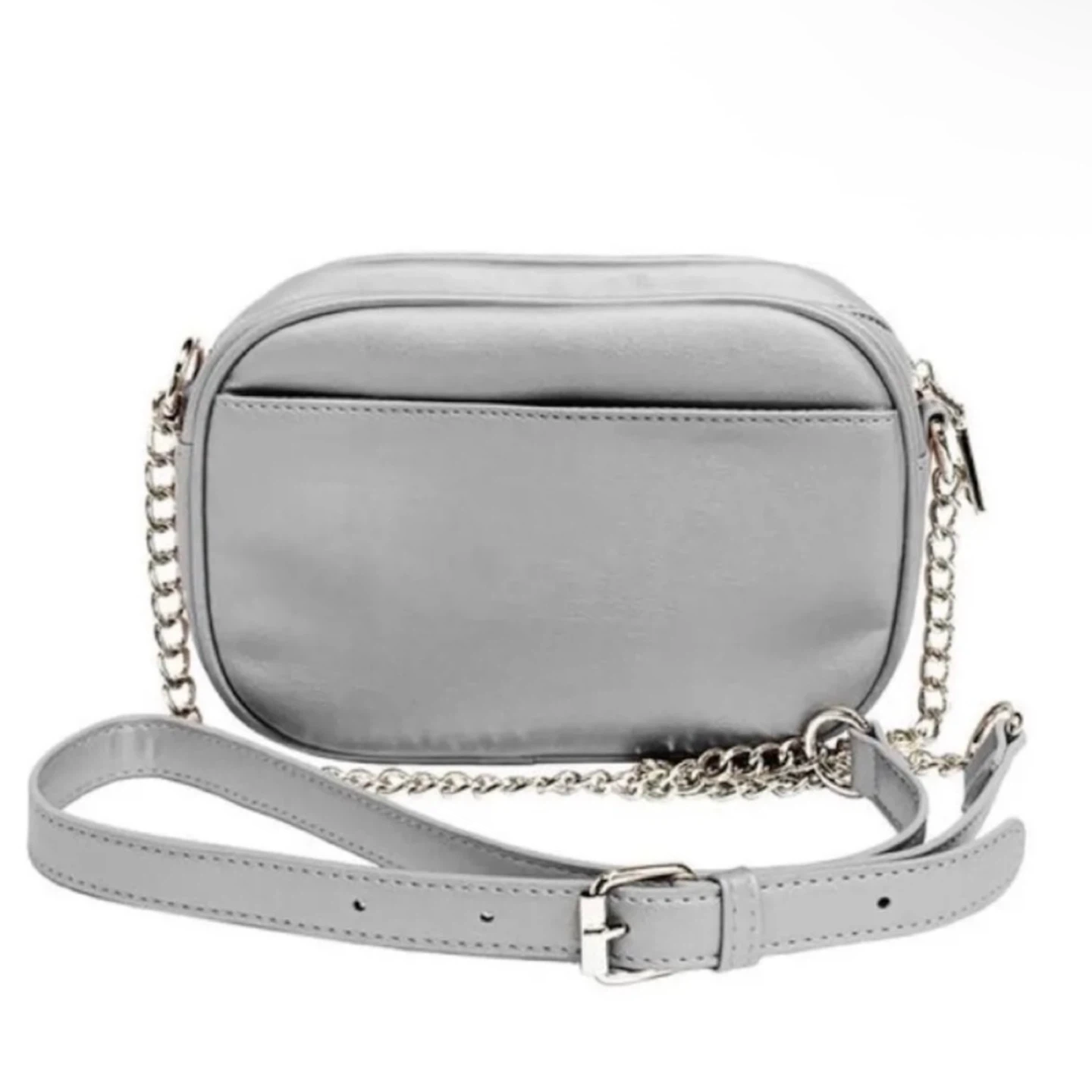 BADGLEY MISCHKA Metallic Grey Silver Camera Bag Chain Strap NWT - photo 3