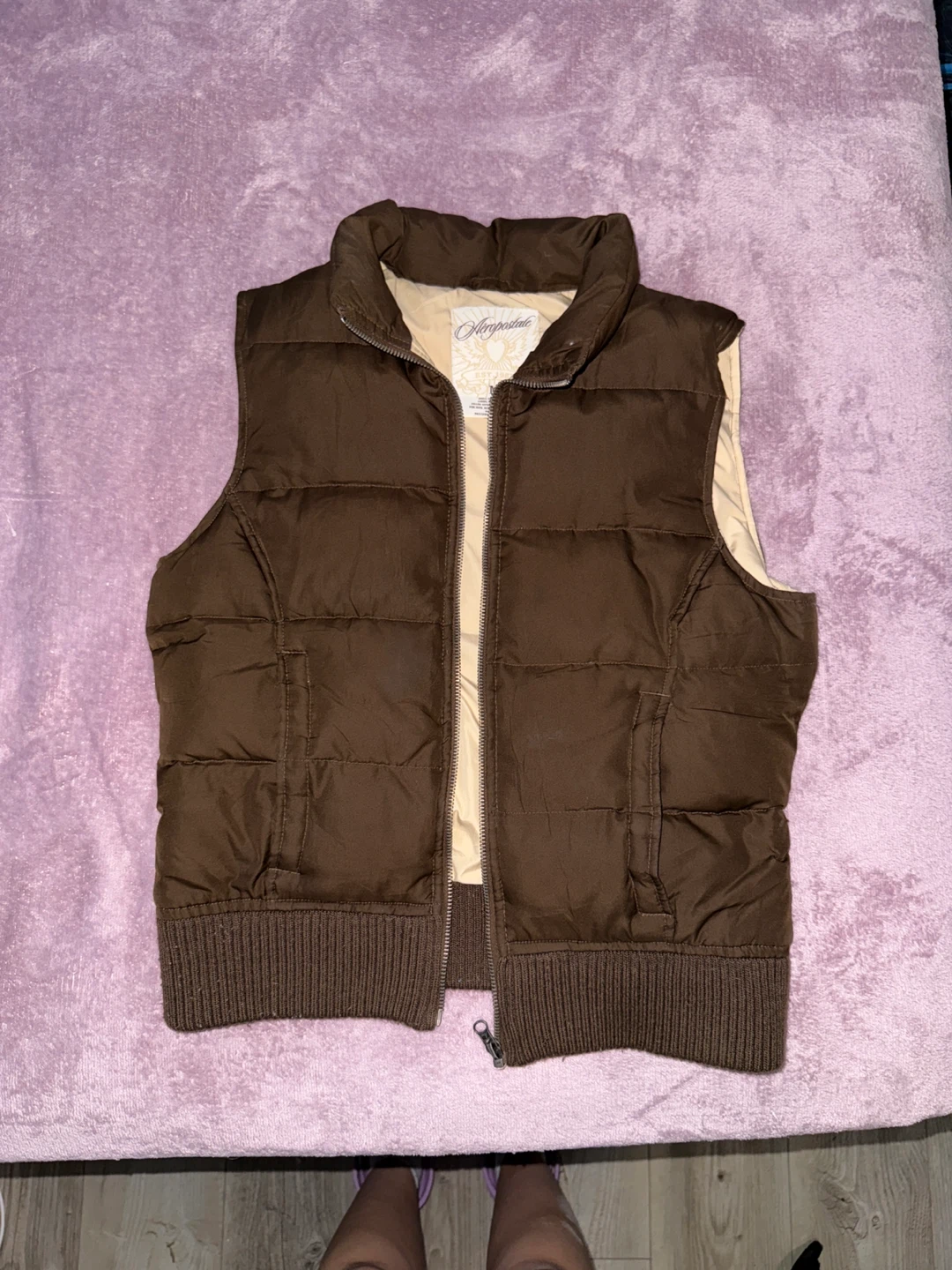 Aeropostale y2k Puffer Vest - Brown