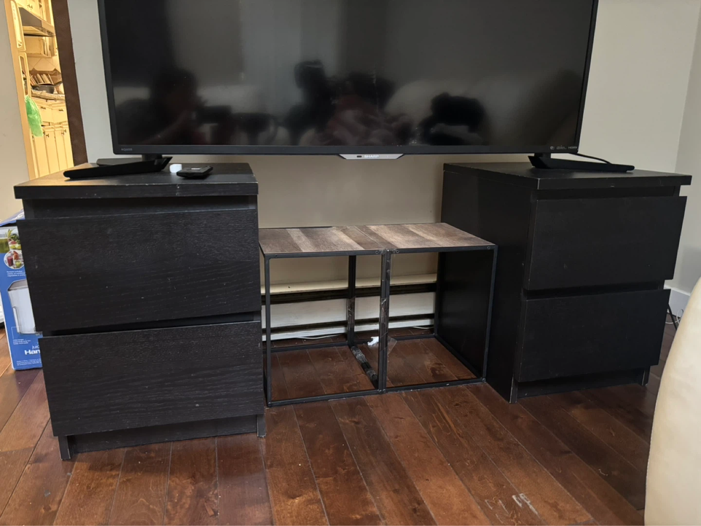 Black 2-Drawer Nightstand/Side Table