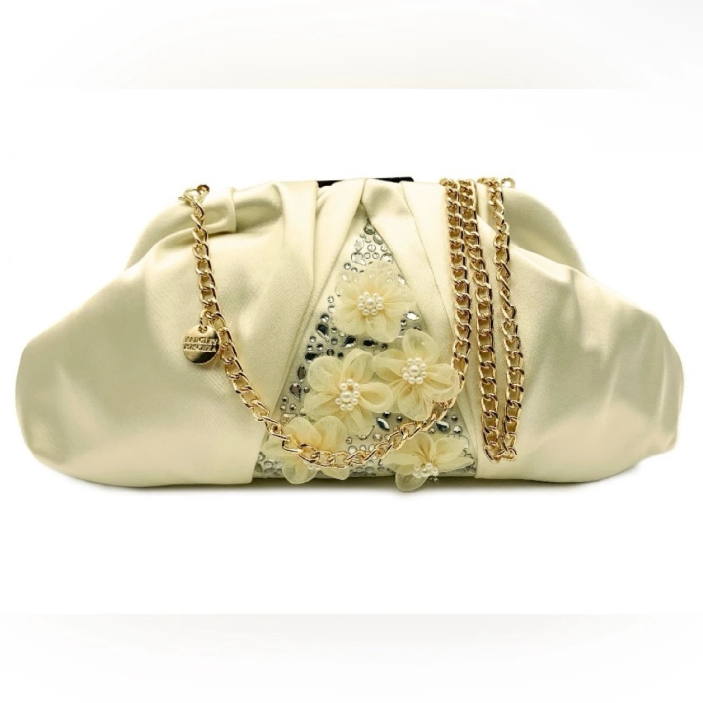 BADGLEY MISCHKA MSRP $179 Floral Embellished Satin Clutch