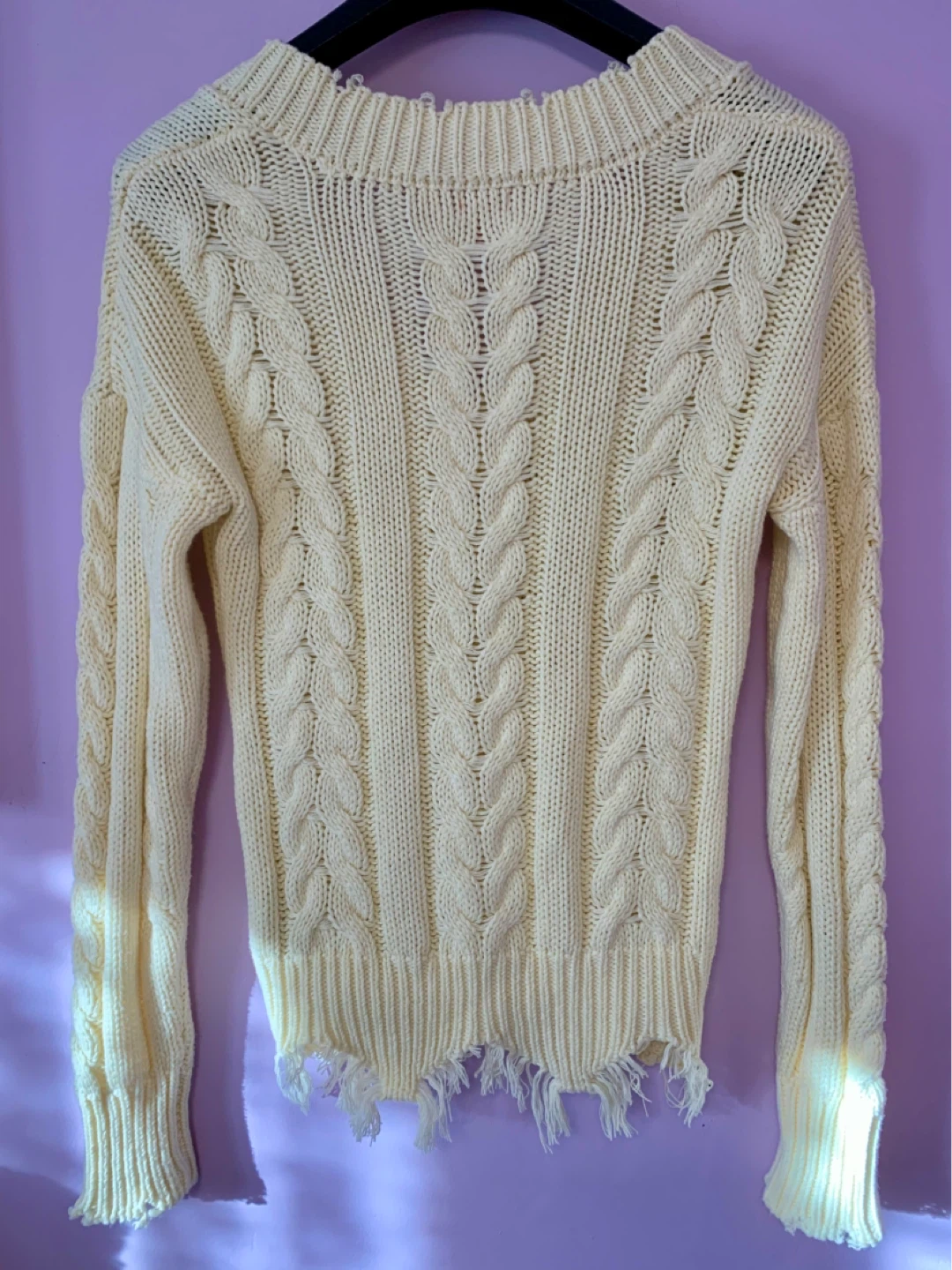 Guess Cream Cable Knit V-Neck Sweater - photo 4