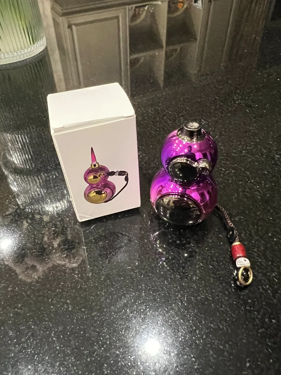 Purple and Gold Lighter with Keychain