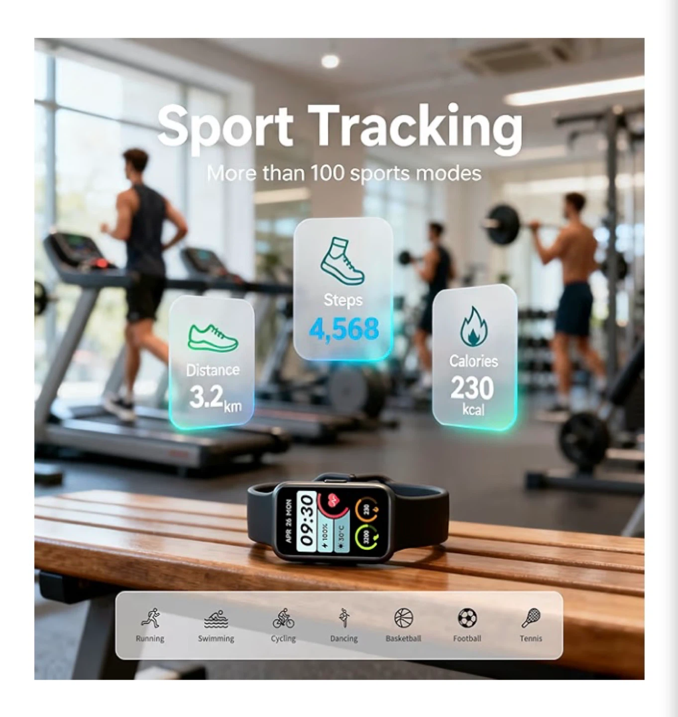 Pink Fitness Tracker Smart Band - 1.47" HD Screen - photo 2