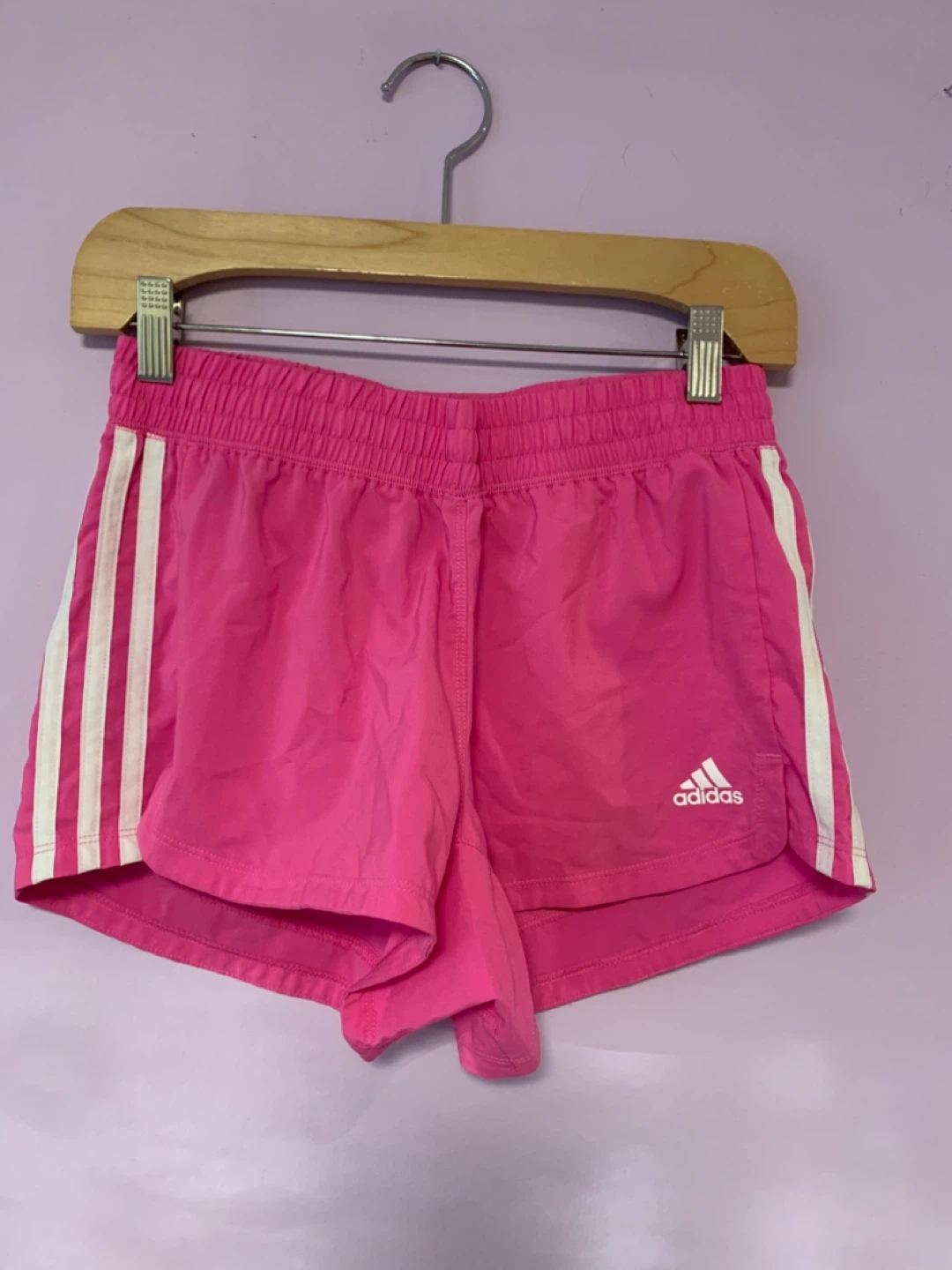 Adidas Pink Shorts with White Stripes
