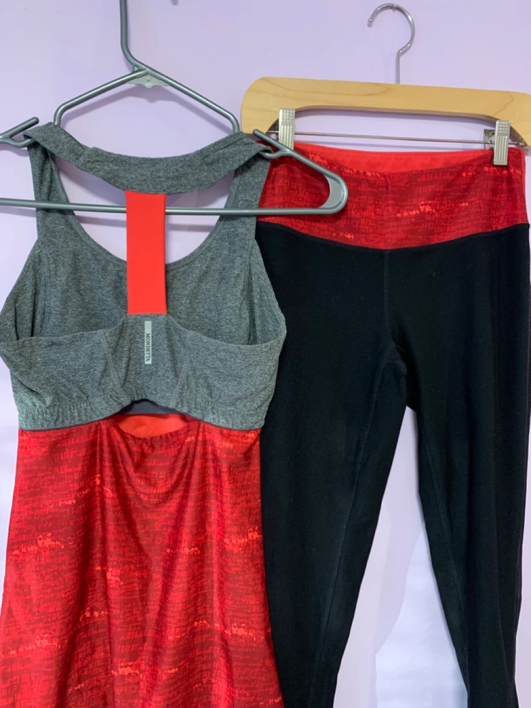 Mondetta Athletic Tank Top and Leggings Set - Red/Grey - photo 4