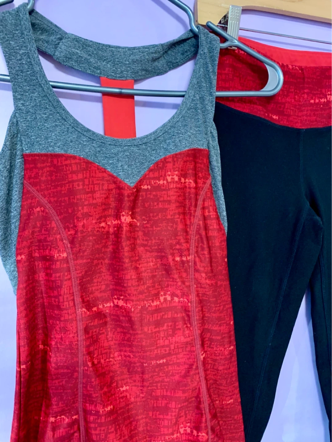 Mondetta Athletic Tank Top and Leggings Set - Red/Grey - photo 2