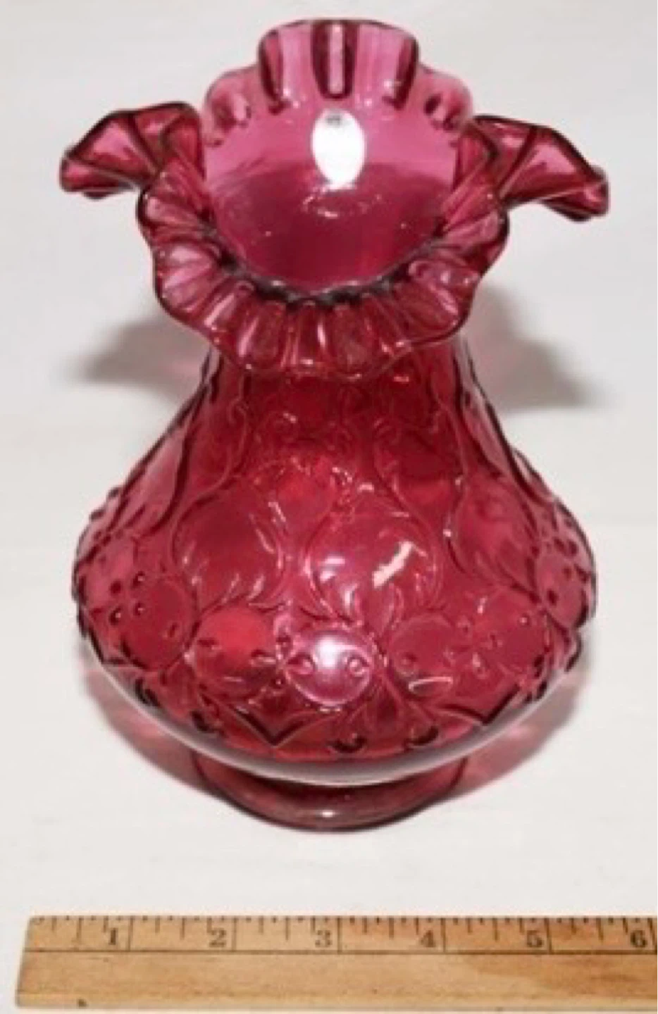 Fenton Glass Ruby Red Hobnail Footed Compote Dish