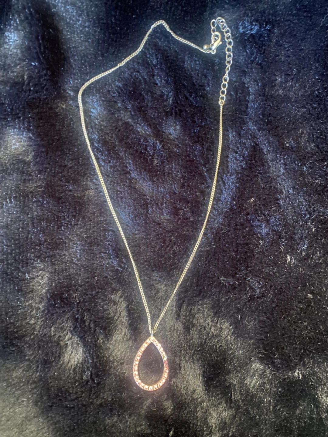 Dainty Teardrop Pendant Necklace – Gold Tone / Sparkling Crystal