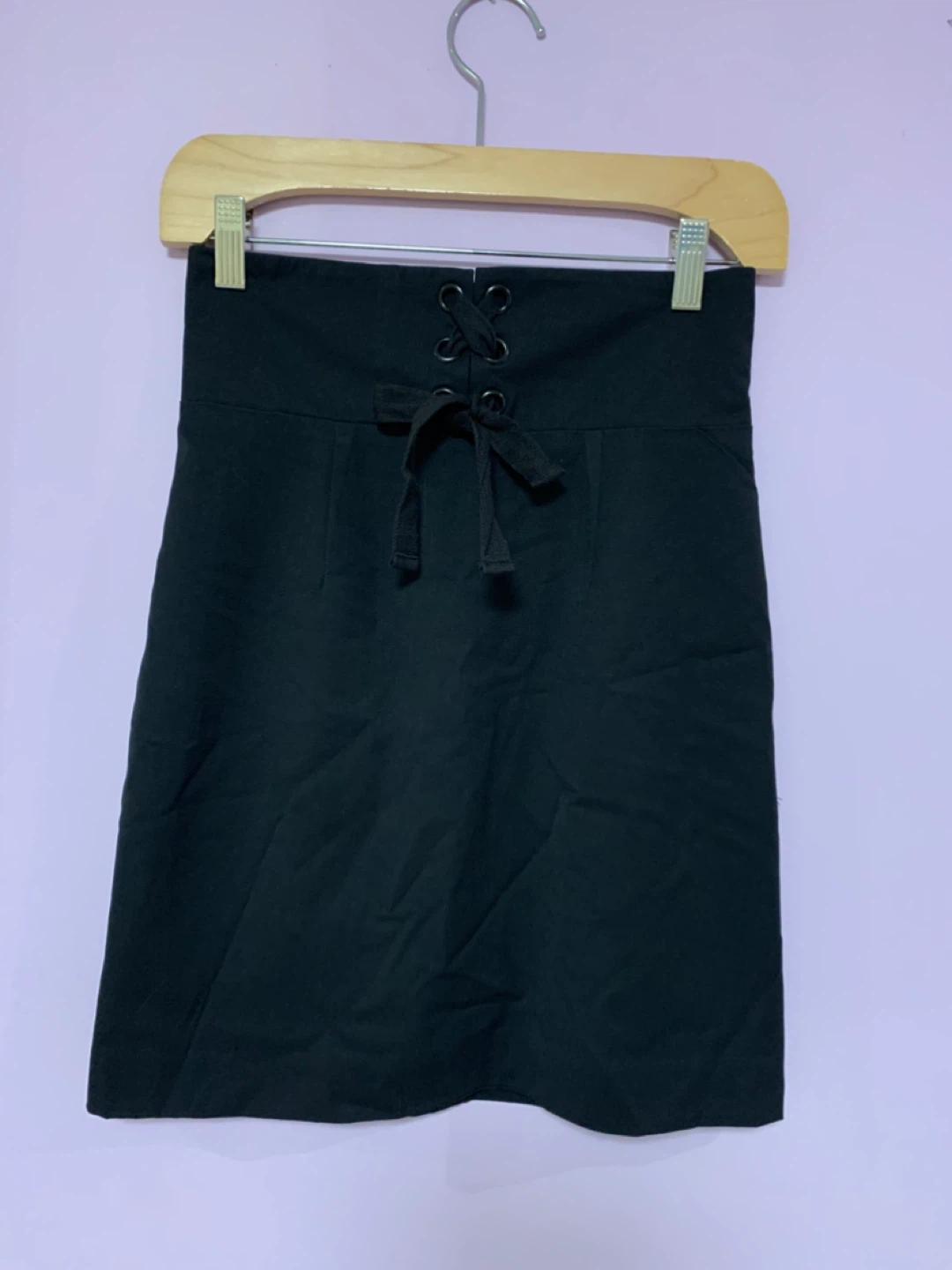 Black Lace-Up Mini Skirt XXS