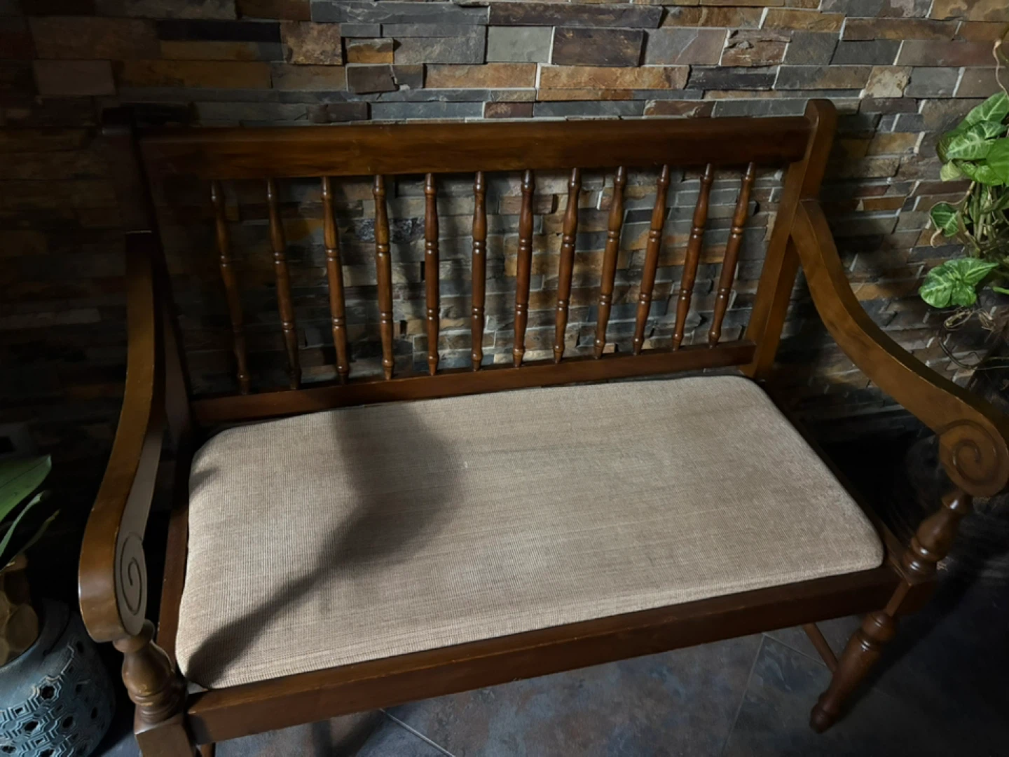 Wooden Bench with Padded Seat - photo 3