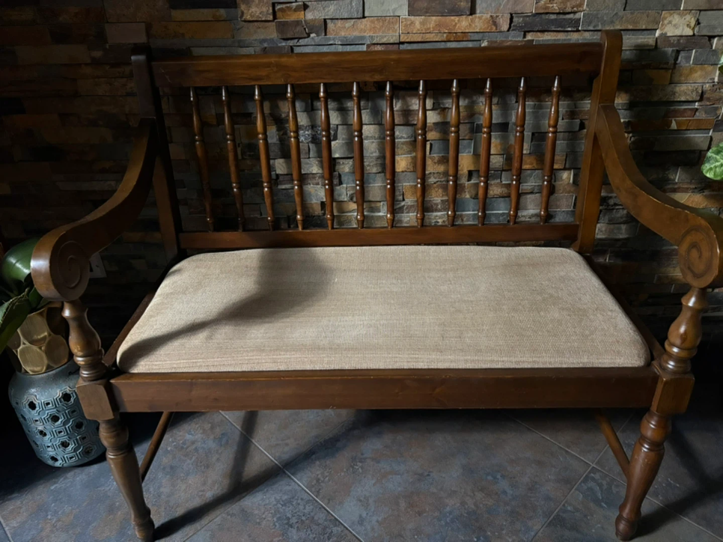 Wooden Bench with Padded Seat - photo 4