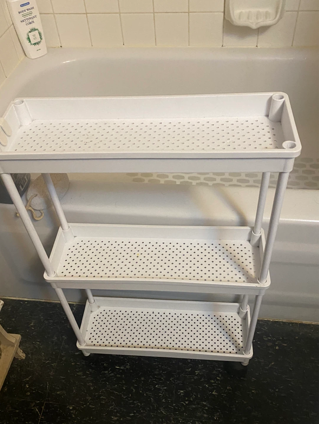 3-Tier White Plastic Storage Cart