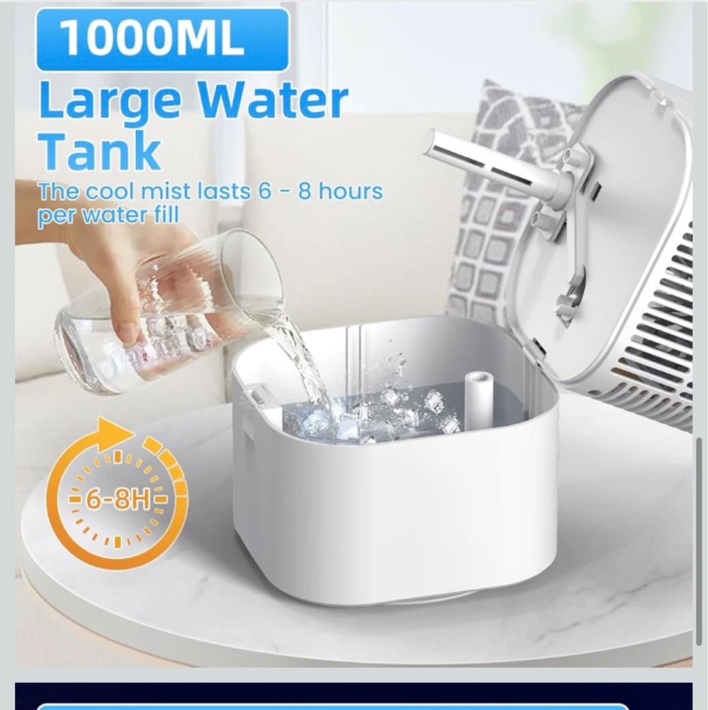 Portable 4-in-1 Air Cooler Fan with 1000ml Water Tank - photo 4