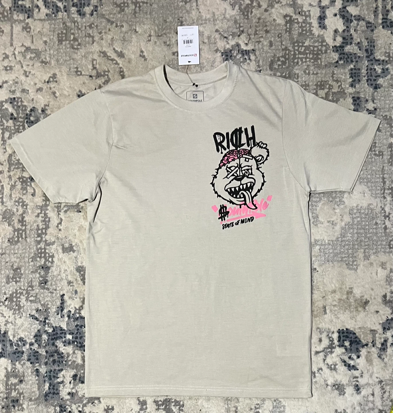 Southpole State of Mind Bear Graphic Tee Beige Men’s Size M