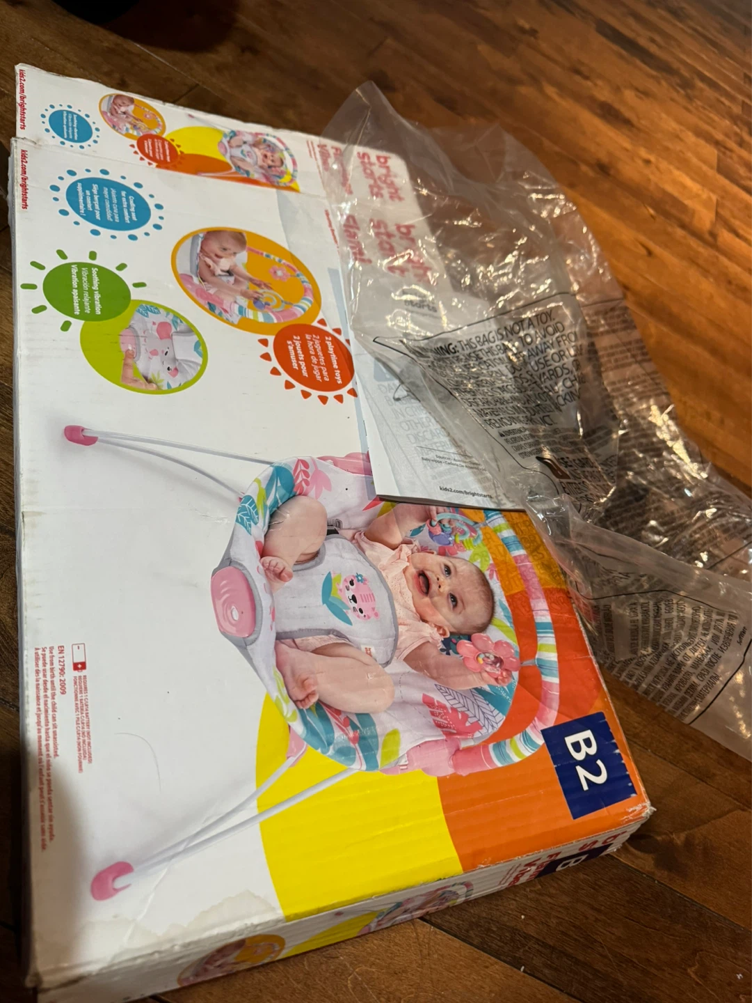 Bright Starts "Flamingo Vibes" Vibrating Baby Bouncer