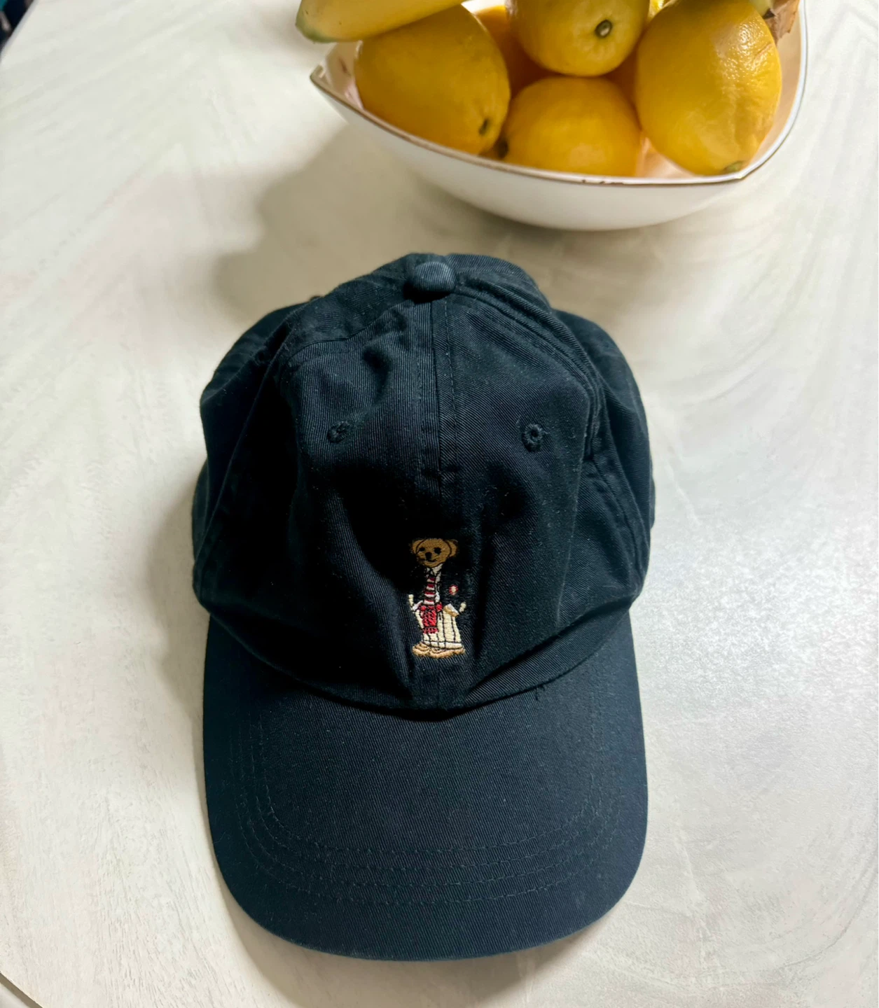Polo Ralph Lauren Black Baseball Cap with Bear Embroidery