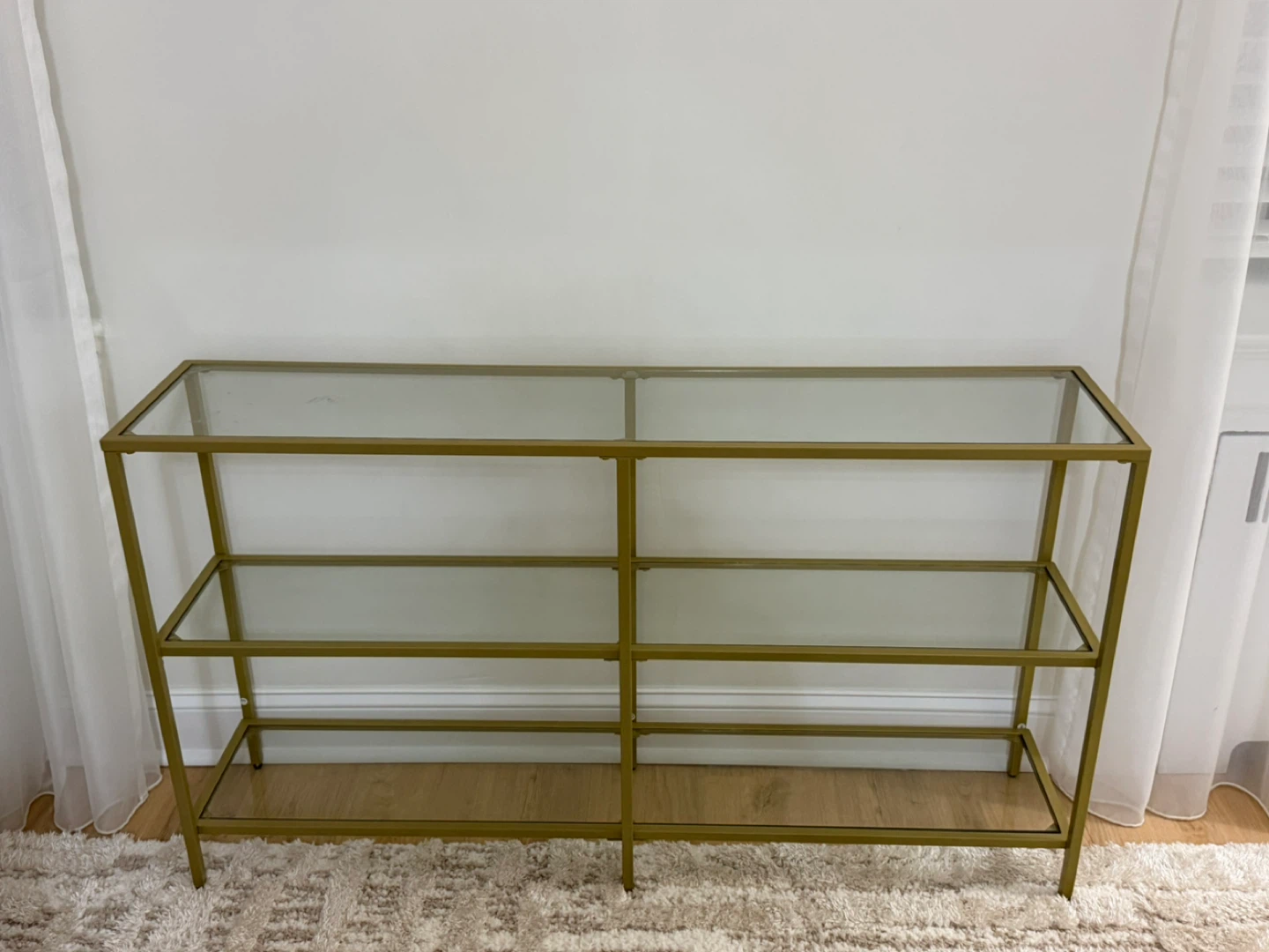 Glass Top Console Table with Gold Frame