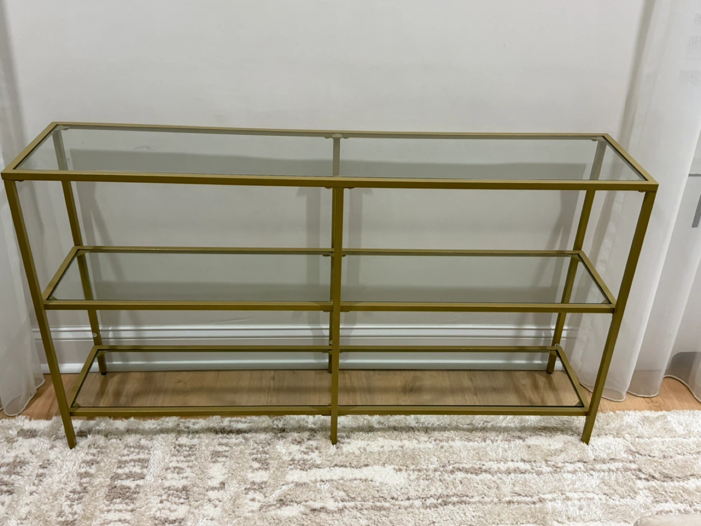 Glass Top Console Table with Gold Frame - photo 3