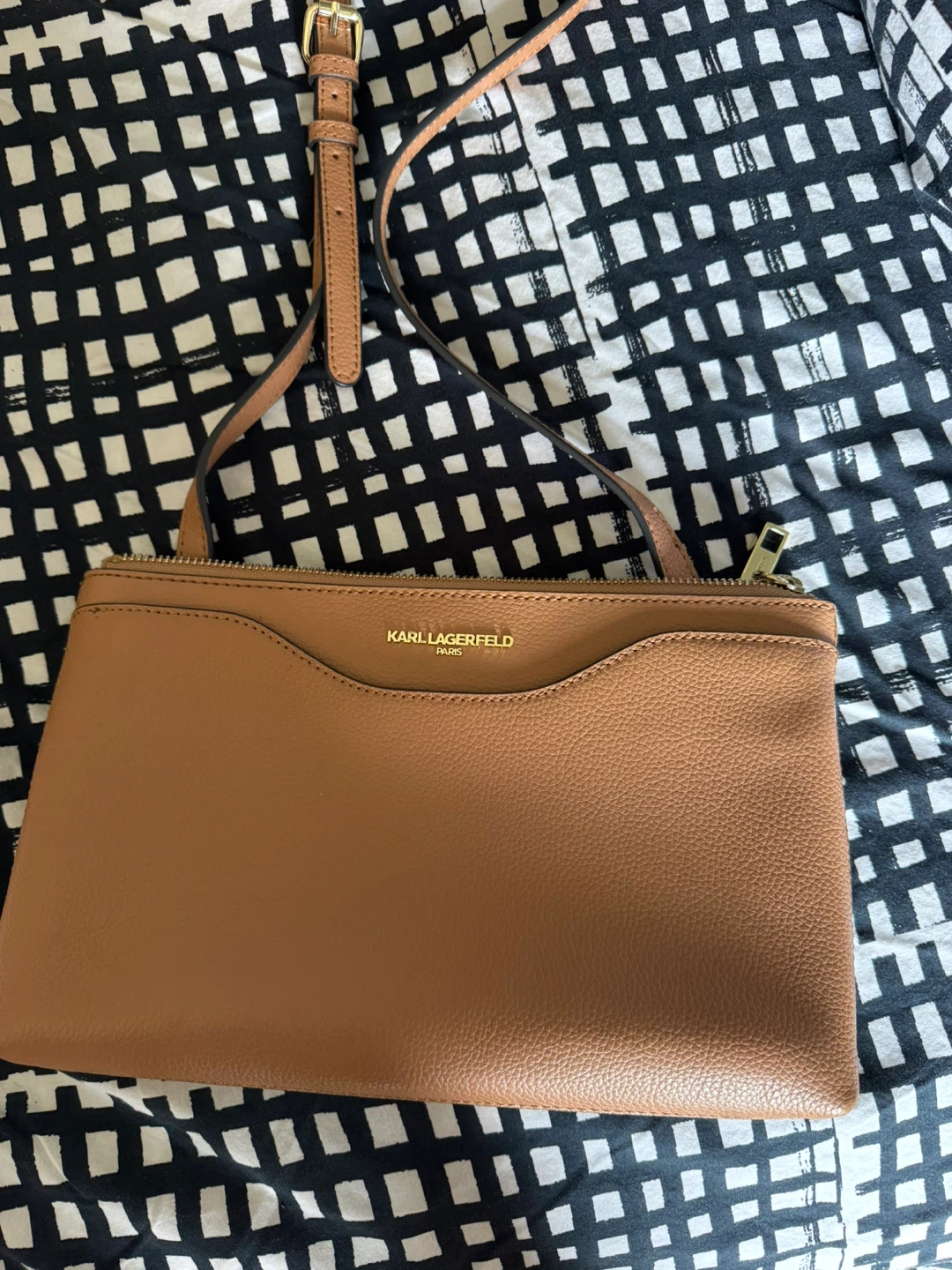 Karl Lagerfeld Paris Brown Leather Crossbody Bag