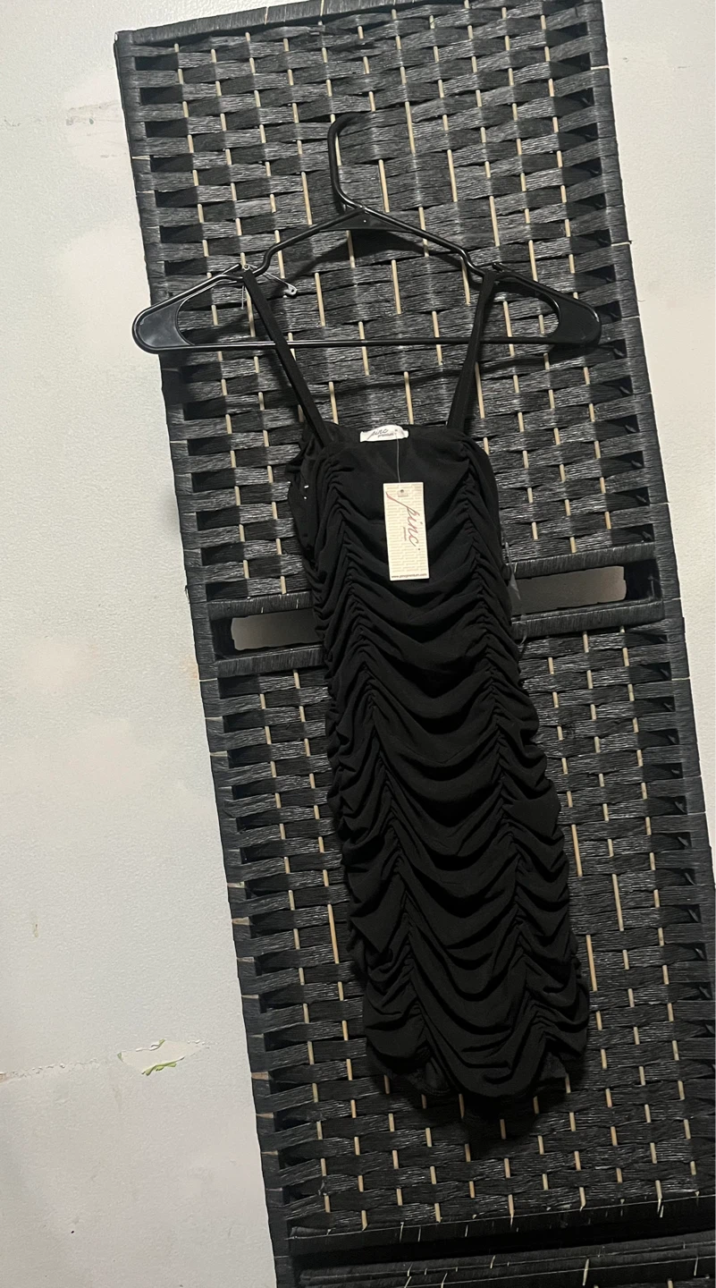 Black Ruched Mini Dress size S or L