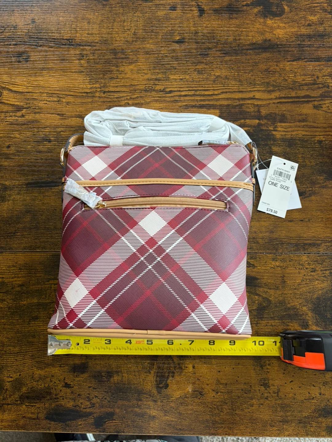 GB Saffiano Plaid Crossbody Bag