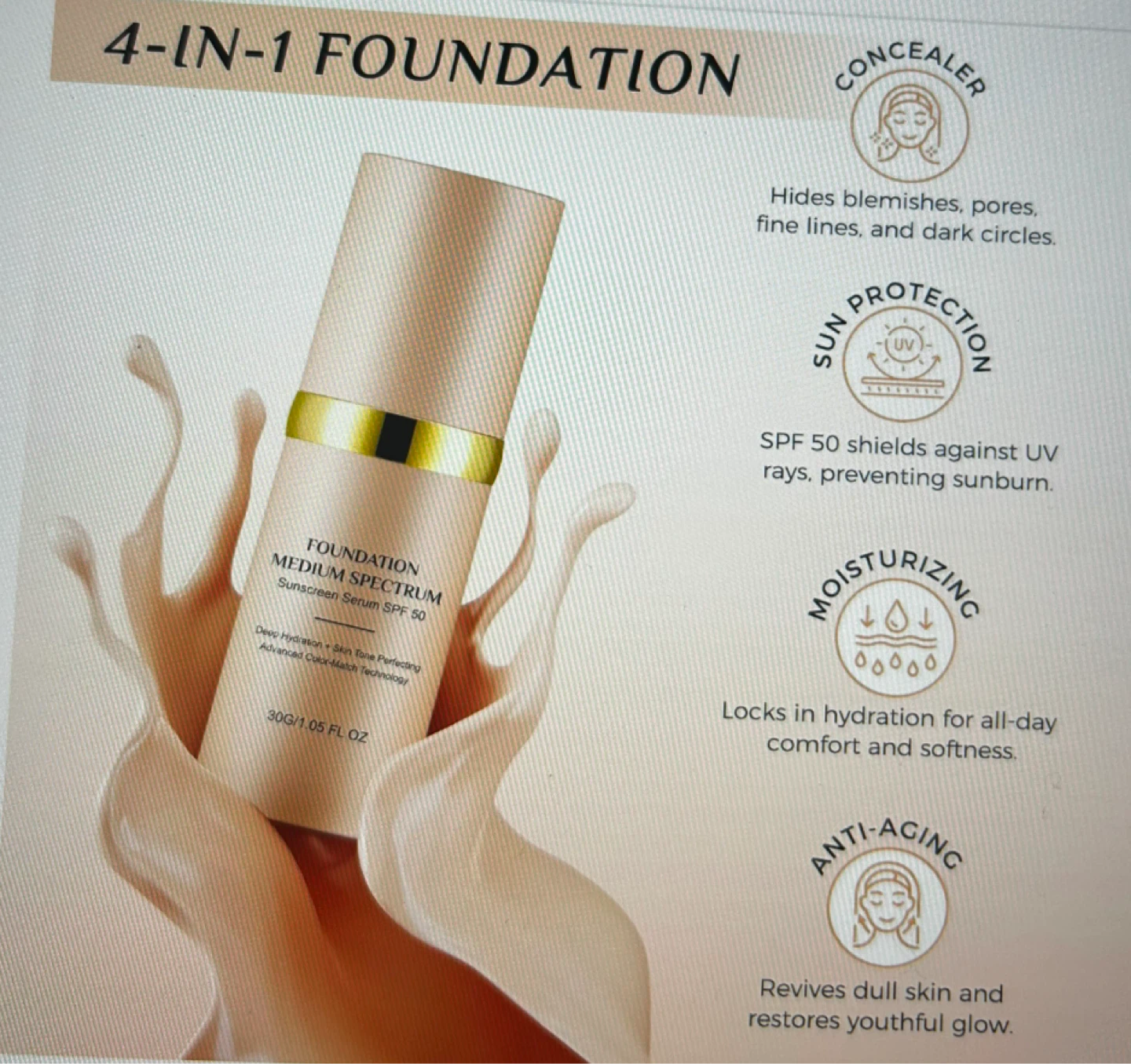 Tivlon Foundation Medium Spectrum Sunscreen Serum SPF 50 - photo 2