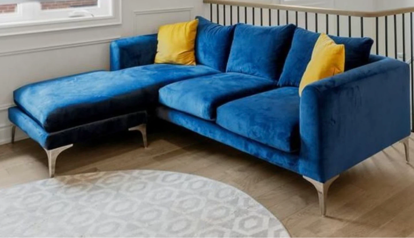 Blue Velvet Sectional Sofa