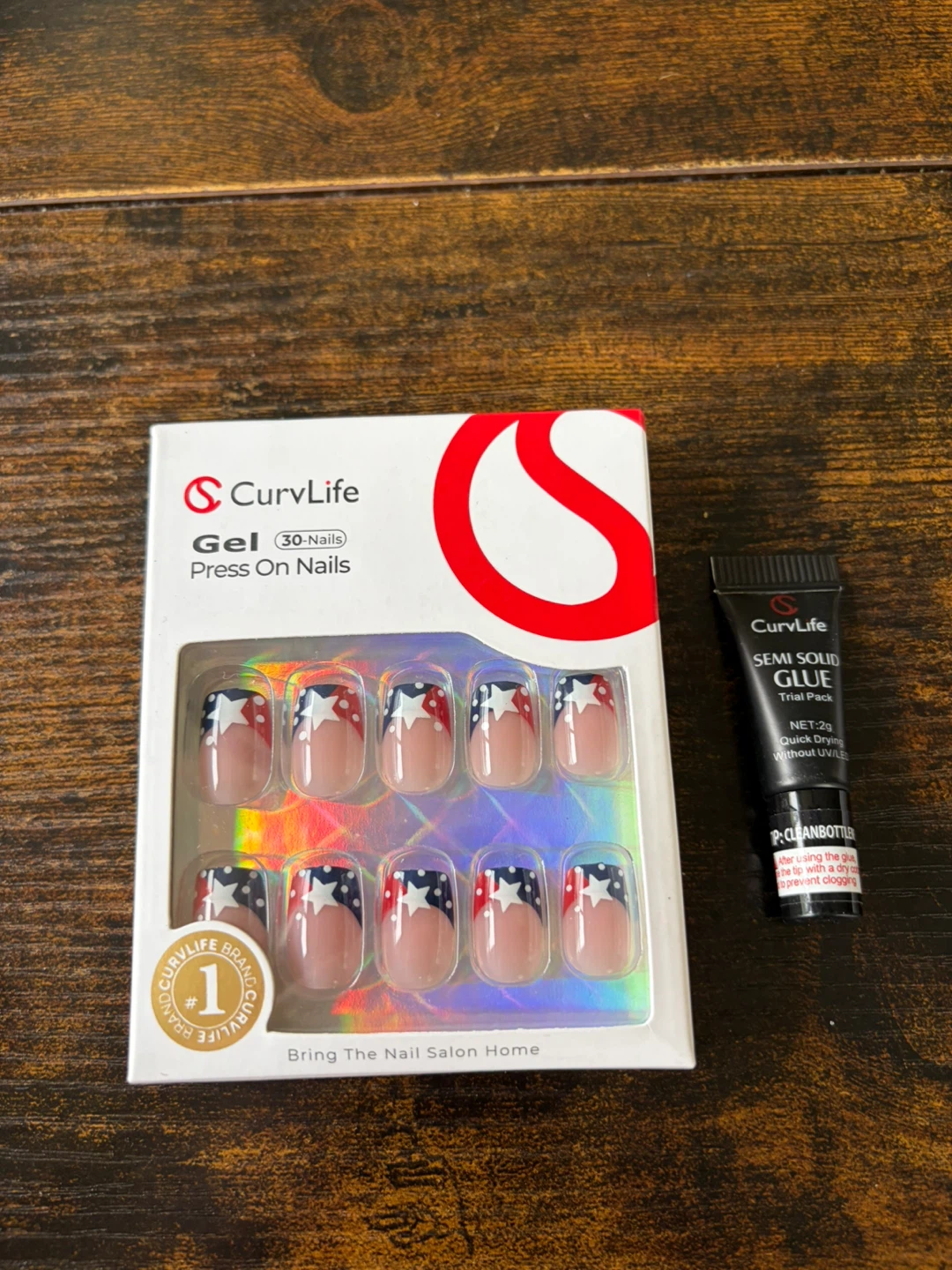 CurvLife Gel Press On Nails with Glue - 30 Count