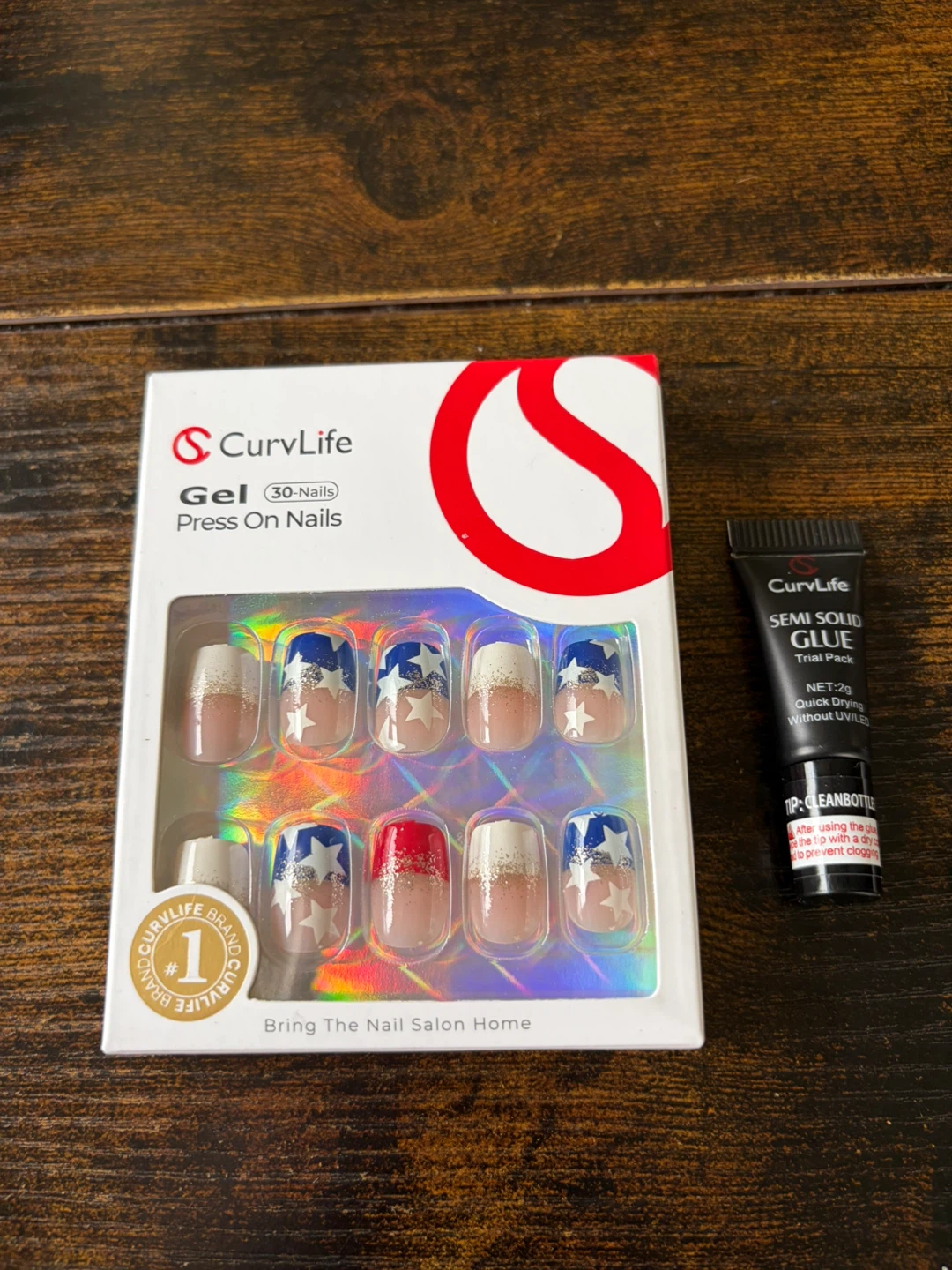 CurvLife Gel Press On Nails with Glue - 30 Nails