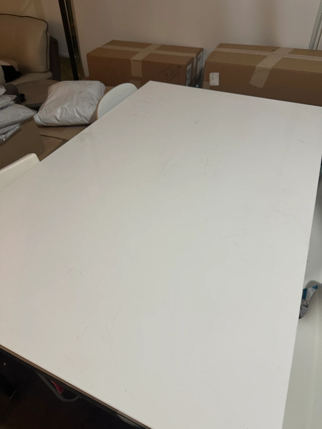White Dining Table with Metal Frame - photo 4