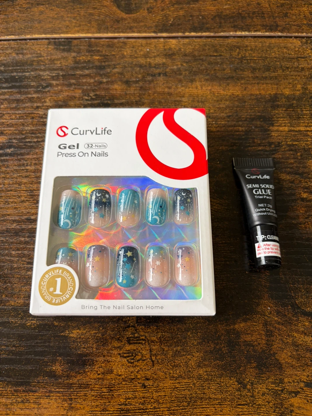 Curvylife Gel Press On Nails with Glue - 32 Nails