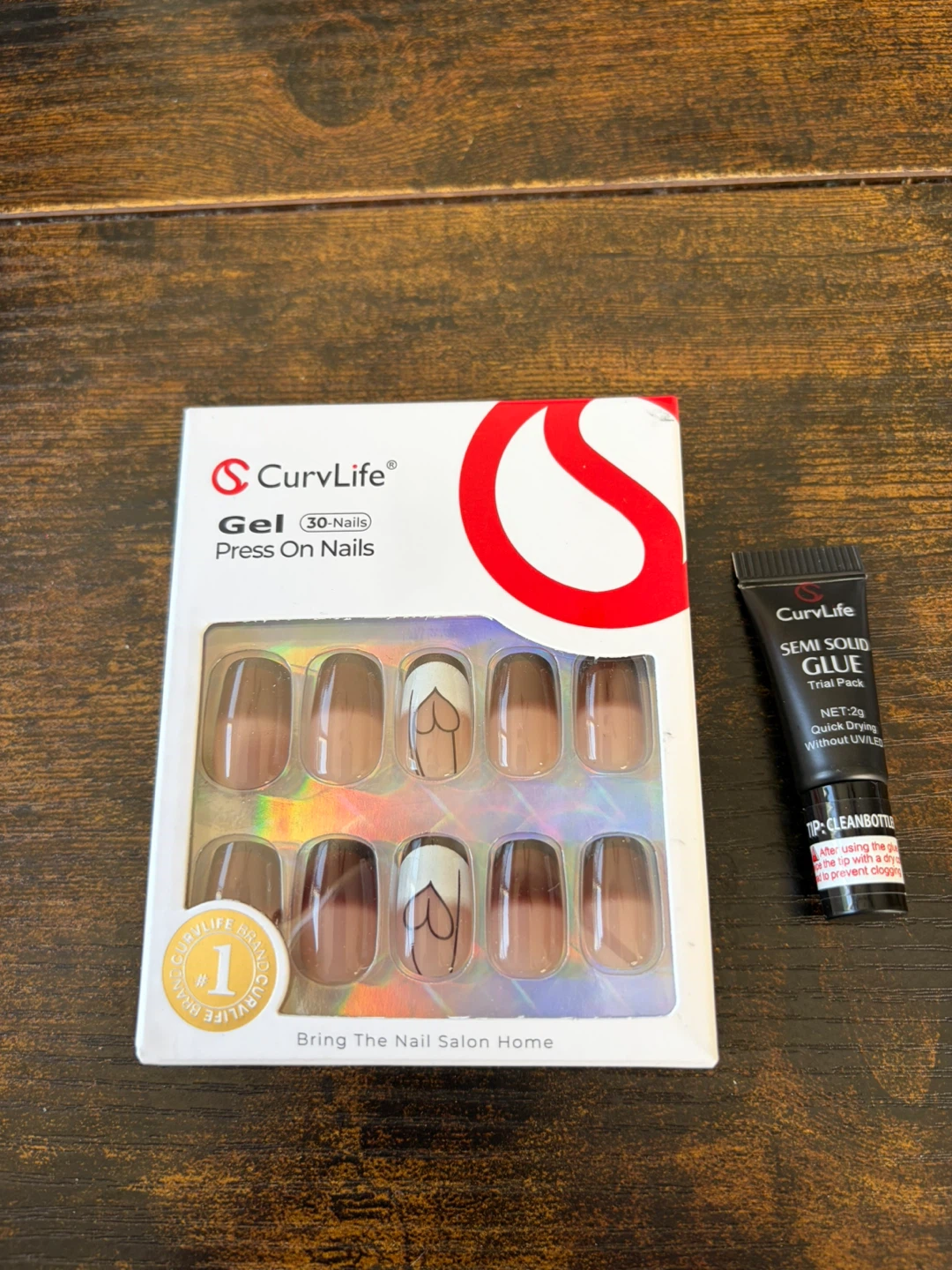 CurvLife Gel Press On Nails 30 Count with Glue