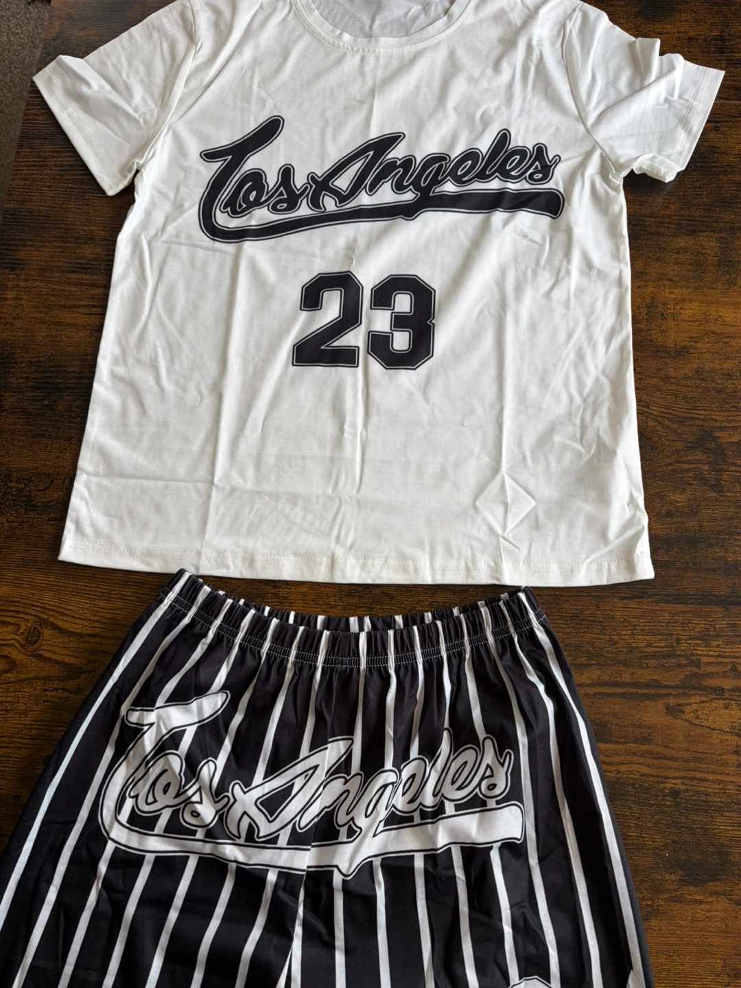 Los Angeles 23 T-shirt and Striped Shorts Set