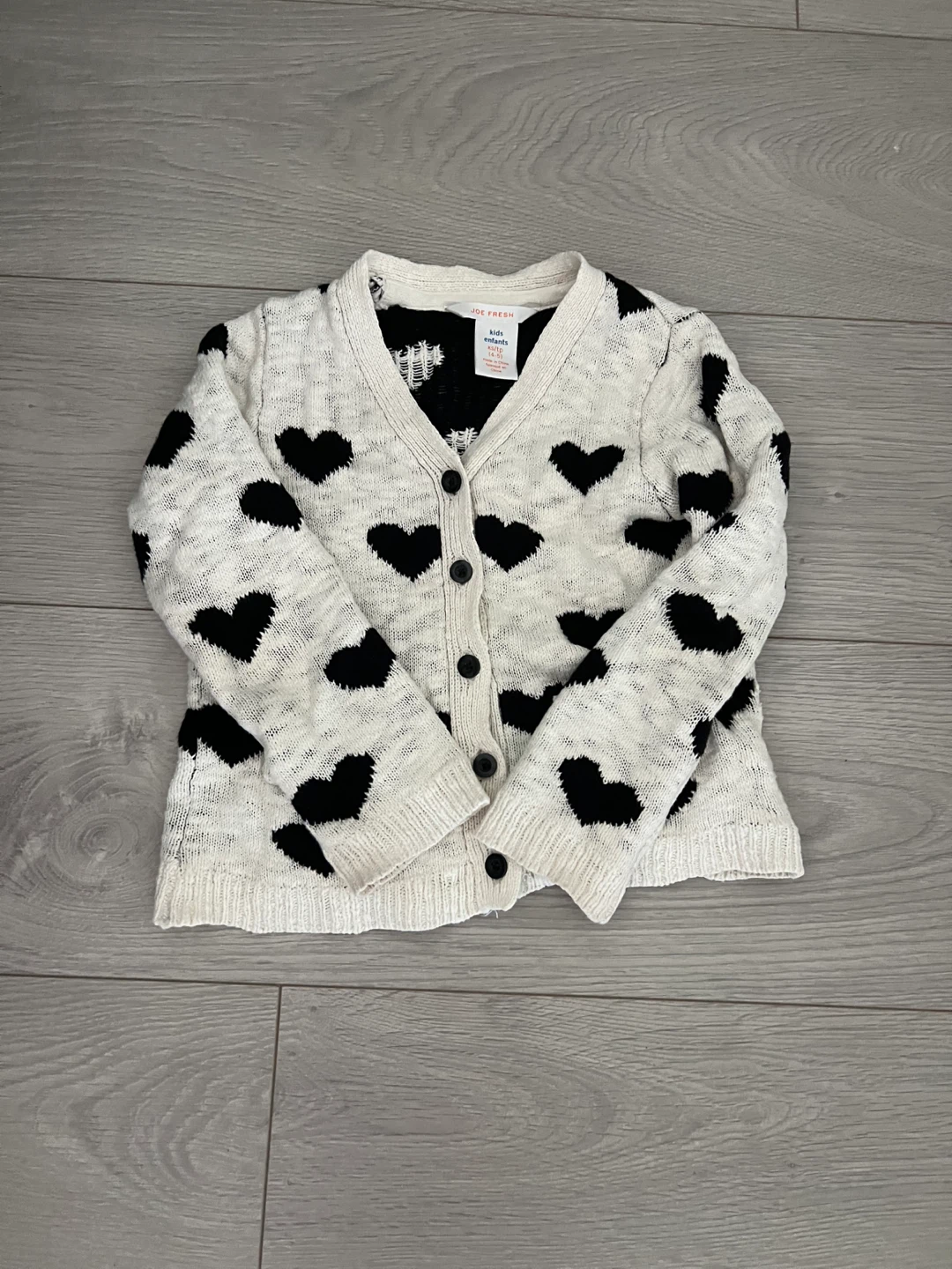 Joe Fresh Kids Hearts Cardigan XS/TP (4-5)