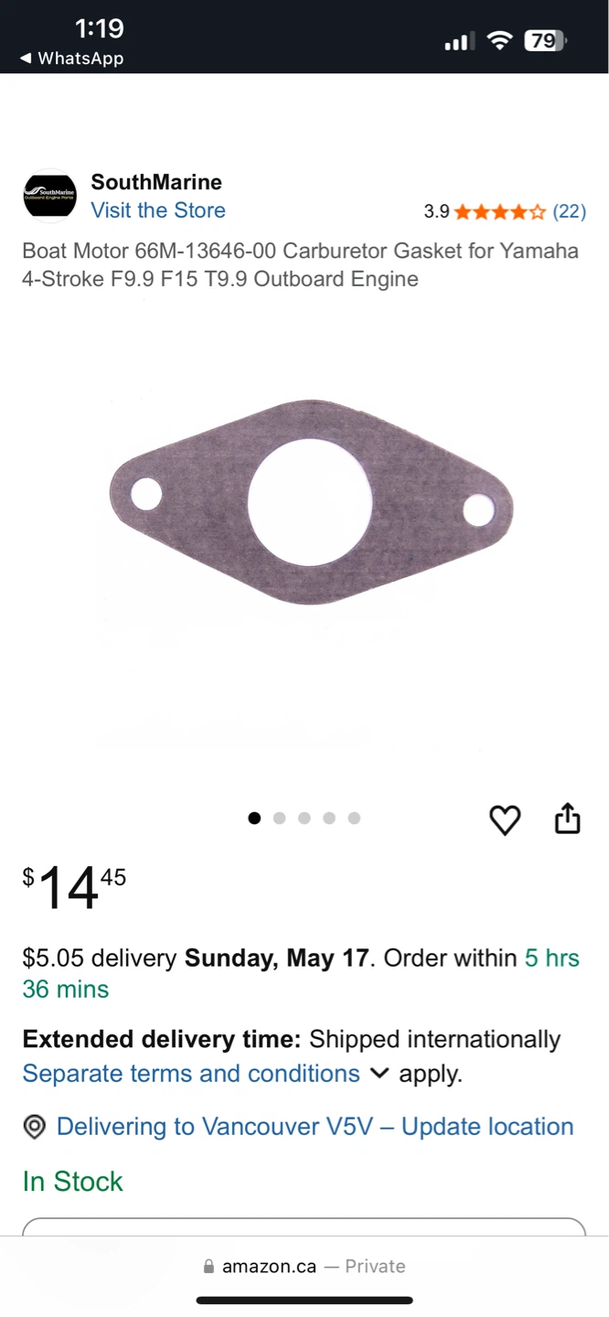 Carburetor Gasket for Yamaha 4-Stroke Outboard Engine