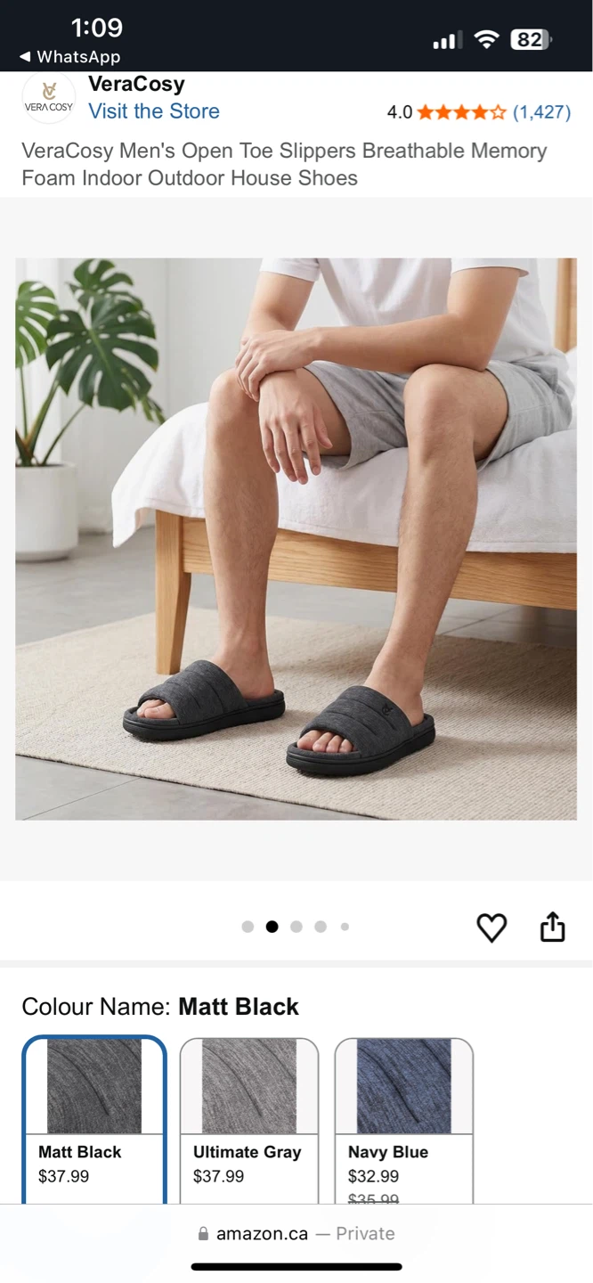 VeraCosy Men's Open Toe Slippers - Matt Black - photo 2