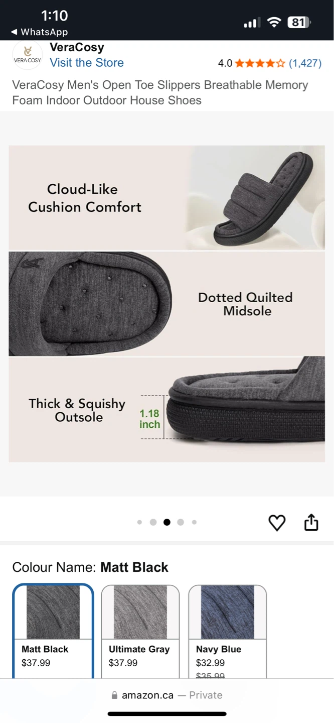 VeraCosy Men's Open Toe Slippers - Matt Black - photo 5